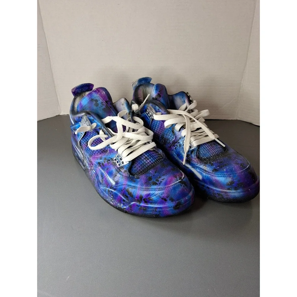 Nike Air Jordan 4 Retro Custom Galaxy Nebula Painted Sneaker Mens10.5 308497-102